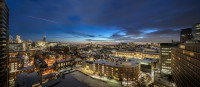 Toronto condo cityscape at sunset